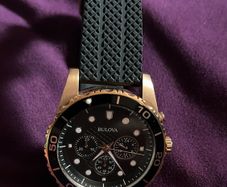 Bulova Sport Chronograph gold  Dial Mens Watch with silicone strap brand new