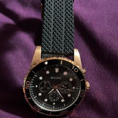 Bulova Sport Chronograph gold  Dial Mens Watch with silicone strap brand new