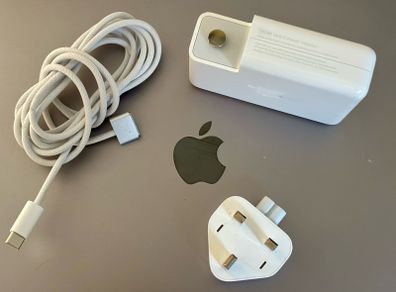 Apple 140 watt power adapter plug and USB-C to MagSafe 3
