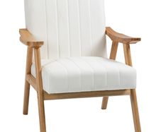 Upholstered armchair in Scandi design, velvet-look, solid wood frame, 68 x 74 x 82 cm, Natural+Cream