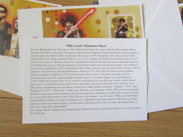 Irish Rock Music Legends Stamp First Day Covers.Set Of Five.
