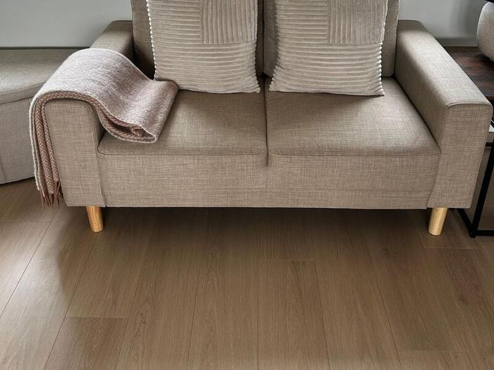 2 seater beige jysk sofa - as new, perfect condition