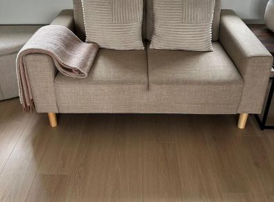 2 seater beige jysk sofa - as new, perfect condition