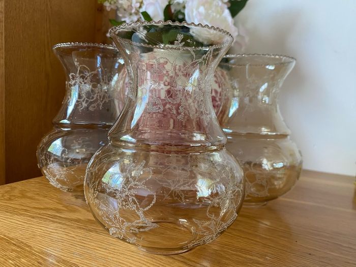 3 vintage glass light shades