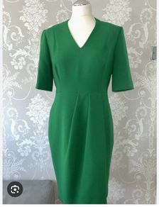 HOBBS cocktail v neck dress green. Size 12