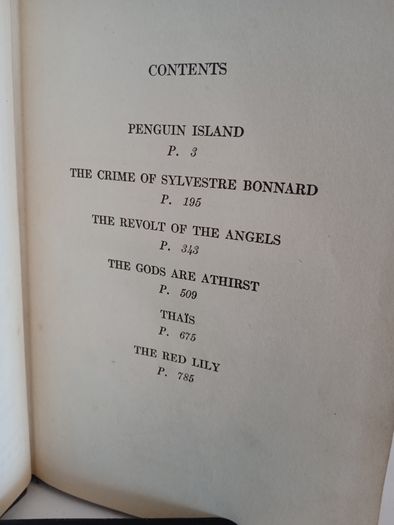 The Six Greatest Novels of Anatole France: Penguin Island, The Crime of Sylvestre Bonnards, The Revolt of the Angels, The Gods are Athirst, Thais, and The Red Lily. Decorations by Frank C. Paper, John Austen and Donia Nachshen (HQ86)