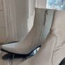 White 100% Leather Cowboy Western Ankle Boots Pointed Toe Heel EU 40 Image 5