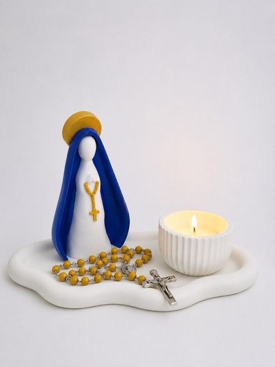 Handmade Marian Prayer Tray & Candle Holder
