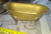 Beautiful Miniature Solid Brass Bathtub with four Shell-Shaped Feet. It is the perfect size to keep rings and jewelry in,