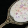 Vintage Vanity Brush set,2 Mirrors and Brush 3 pices ,Embroid Floral gold filigree dressing Vanity Image 7