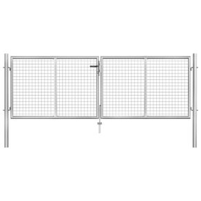 Garden Gate Galvanised Steel 306x125 cm Silver