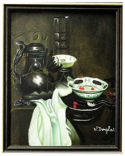 Still Life Painting Pewter Flagon with Ming Bowl after Jan Jansz Treck