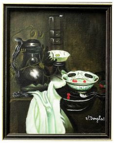 Still Life Painting Pewter Flagon with Ming Bowl after Jan Jansz Treck