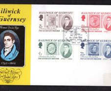 1971 Guernsey Thomas De La Rue 1793-1866 Guernsey Commemorative Stamp  First Day Cover (FDC)