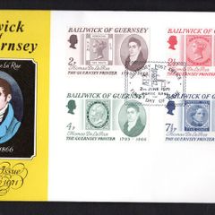 1971 Guernsey Thomas De La Rue 1793-1866 Guernsey Commemorative Stamp  First Day Cover (FDC)