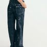 Fab Zara Blue Limited Edition Mid Rise Paint Splatter Washed Baggy Jeans  Size 42 UK 14 Image 8