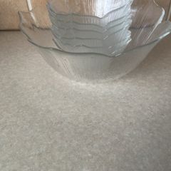 Vintage Set 7 Lotus Clear Glass Bowls