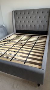 Grey Velvet King 5 Bed Frame