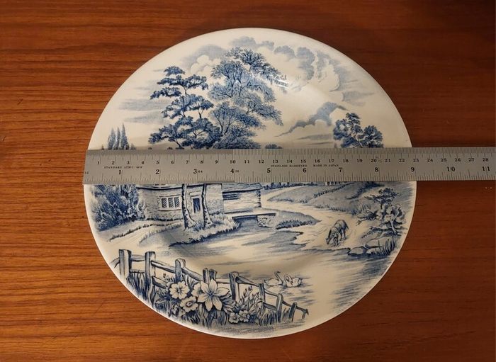 Fabulous Vintage Arklow Pottery Blue and White 9 Inch Wall Plate in an Classic Style Landscape Pattern with a Country Scene
