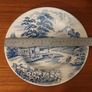 Fabulous Vintage Arklow Pottery Blue and White 9 Inch Wall Plate in an Classic Style Landscape Pattern with a Country Scene Image 8