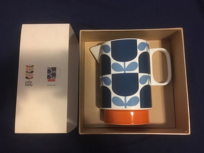 NEW Orla Kiely Block Flower Navy Water Jug