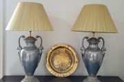 Mid-century pair of brass urn lamps