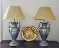 Mid-century pair of brass urn lamps