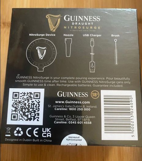 Guinness Draught Nitrosurge Device with 4 Guinness glasses brand new