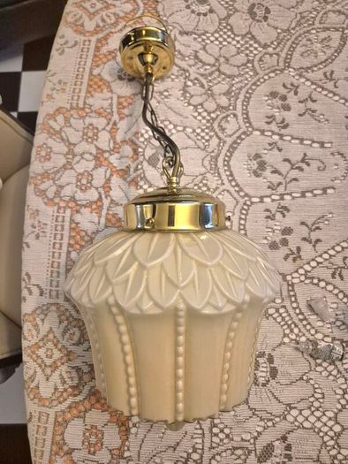 Original cream leaf design glass original 1920s Art Deco ceiling light
