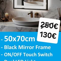 LED Bathroom Mirror  50x70cm Antifog Defogger