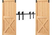 8FT Double Sliding Barn Door Hardware Kit, 330LBS Heavy Duty Barn Door Track Kit for Double Doors, Fit 3.7-4.3FT Total Wide and 1.3"-1.8" Thick 2 Door Panel, with Smooth &amp;