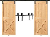 main image for ad 8FT Double Sliding Barn Door Hardware Kit, 330LBS Heavy Duty Barn Door Track Kit for Double Doors, Fit 3.7-4.3FT Total Wide and 1.3"-1.8" Thick 2 Door Panel, with Smooth &amp;