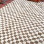 Handwoven beige checkerboard rug Image 4