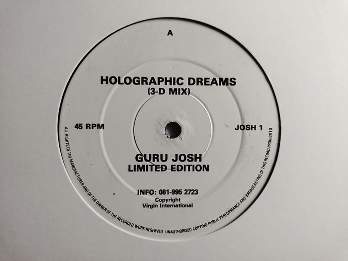 Guru Josh - Holographic Dreams - ORIGINAL Pressing! QUALITY Early 90s Piano HOUSE End of the night TRACK!