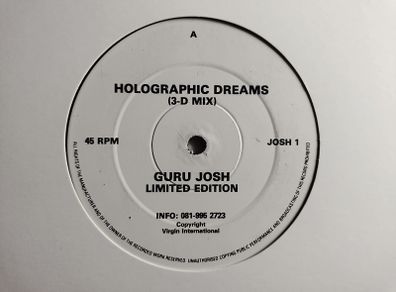 Guru Josh - Holographic Dreams - ORIGINAL Pressing! QUALITY Early 90s Piano HOUSE End of the night TRACK!