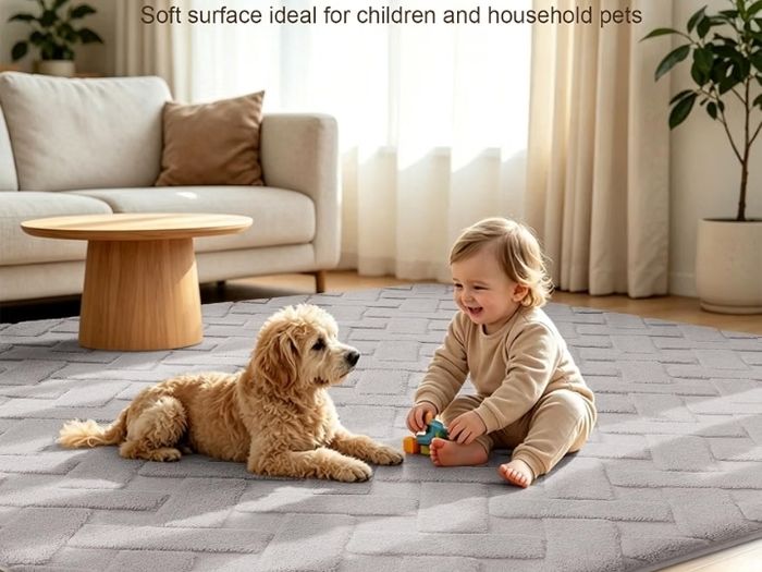 Modern Fluffy Rugs Living Room, 120x160cm, Silver Grey  Anti Slip Soft Carpet, Machine Washable Non-Shedding Durable Area Rugs for Bedroom Kids Room
