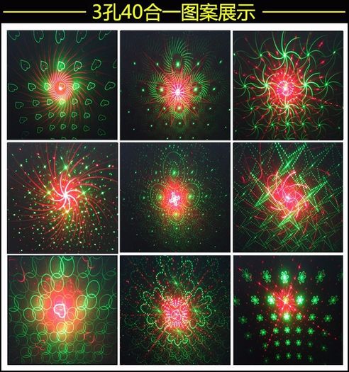 DJ Laser 3 Lens 40 Pattern Club RG Laser BLUE LED Stage Lighting Home Music Party Professional Projector DJ Light Disco