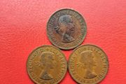 3 British Halfpennies in Sequence 1963/4/5