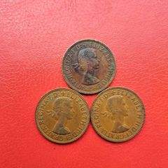 3 British Halfpennies in Sequence 1963/4/5