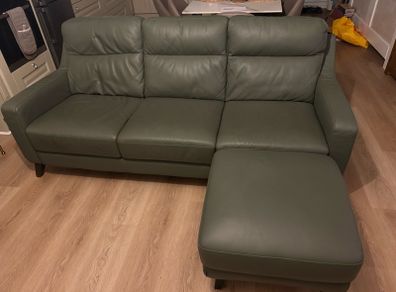 3 seater leather sofa plus footstool