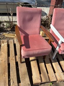 Pink velour armchairs