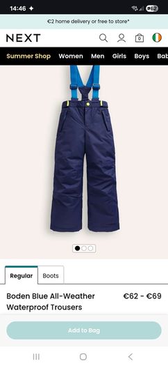 BODEN boys waterproof snow / ski trouser 5-6yr