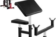 Preacher Curl Bench, Strength Training Biceps Machine, Max load 440 LBS Home Gym Equipment, Seated Arm Isolated Barbell Dumbbell Bicep Station