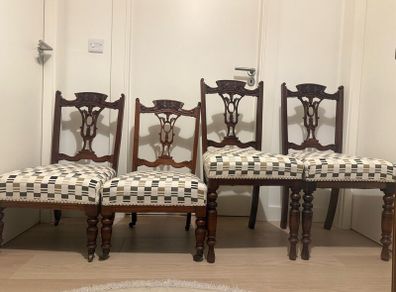 4 Recovered Antique chairs (2 x nursing &2 dining)