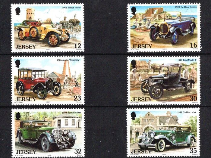 1989 Jersey Vintage Cars (1st series) Commemorative Stamps Mint Never Hinged MNH)