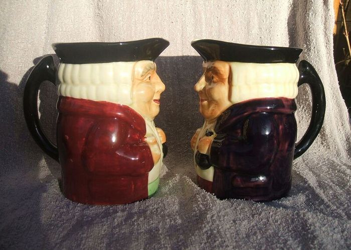 A pair of vintage No.2 toby jugs by SHORTER & SON LTD of Staffordshire (1930's - 1950's)