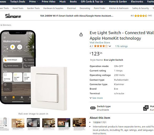 Eve Smart Light Switch - Connected Wall Switch with Apple HomeKit technology
