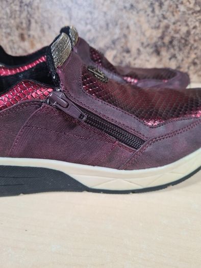 womens BUGATTI trainers metallic snakeskin purple pink zip up Size UK 5 EU 38
