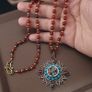 Vintage Carnelian Agate From Mali With Old Brass Garnet & Turqouise ,Coral Pendant Necklace Image 5
