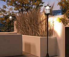 Set of Two 1.8m Traditional Style Solar Lamp Posts - Black